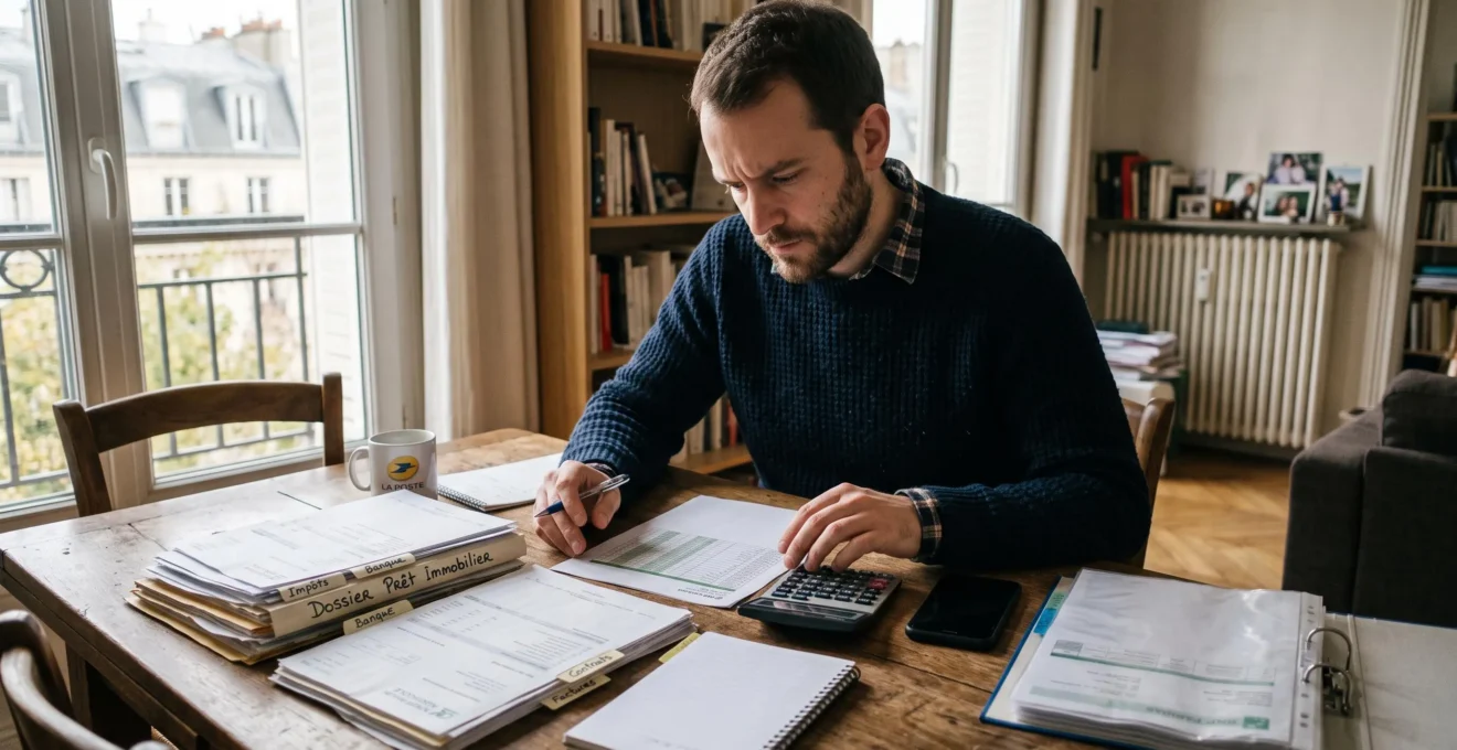 Conseiller bancaire et cliente consultant ensemble un dossier de financement immobilier sur une table, lors d'un entretien de conseil